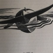 Block print of whale from Moby Dick